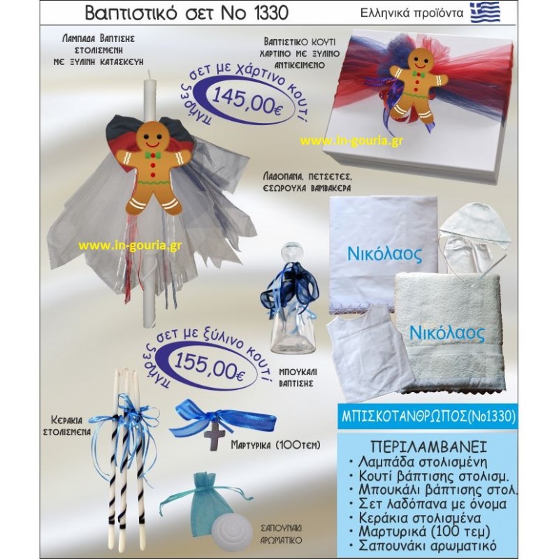 ΜΠΙΣΚΟΤΑΝΘΡΩΠΟΣ Νο1330 βαπτιστικό σέτ-πακέτο βάπτισης για χειμώνα χριστούγεννα πρωτοχρονιά ΜΟΝΟ 155€ !!!